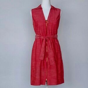 Sharagano Women’s Sleeveless Front Zipper Belted Red Dress Size: 4 NWOT